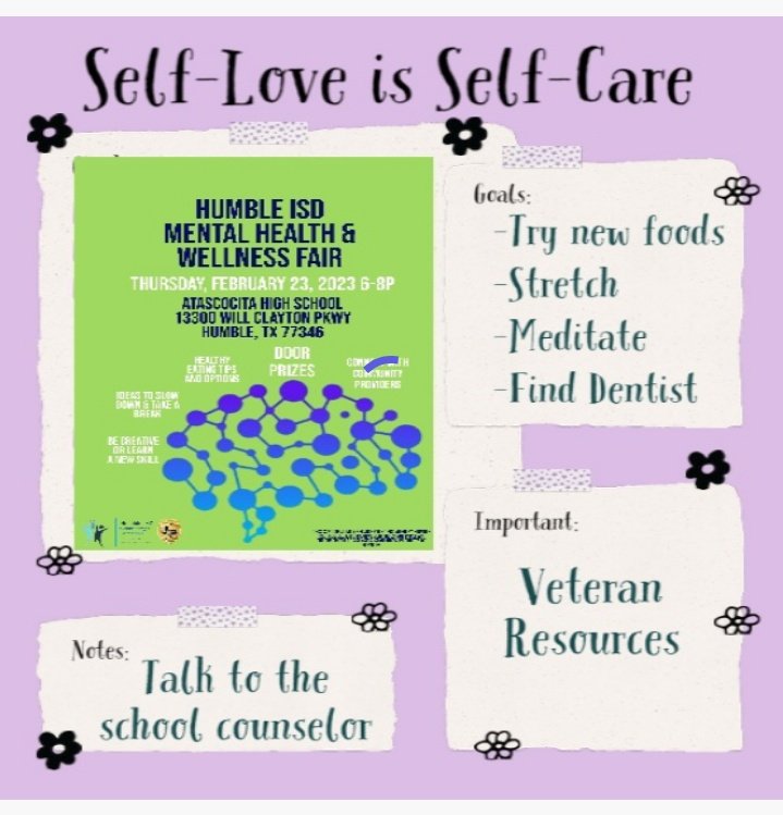 Francesca Newman, MA, LPC, NCC (@counselornewman) on Twitter photo Show yourself some #selflove this #ValentinesDay 🥰 Mark your 🗓️ for the Mental Health & Wellness Fair Thursday February 23rd, 6-8p at AHS. Find something you've been looking for to take care of Y❤️U! Stretching, Stress Reduction, Savory Foods and Speakers #seflloveisthebestlove Show yourself some #selflove this #ValentinesDay 🥰 Mark your 🗓️ for the Mental Health & Wellness Fair Thursday February 23rd, 6-8p at AHS. Find something you've been looking for to take care of Y❤️U! Stretching, Stress Reduction, Savory Foods and Speakers #seflloveisthebestlove
