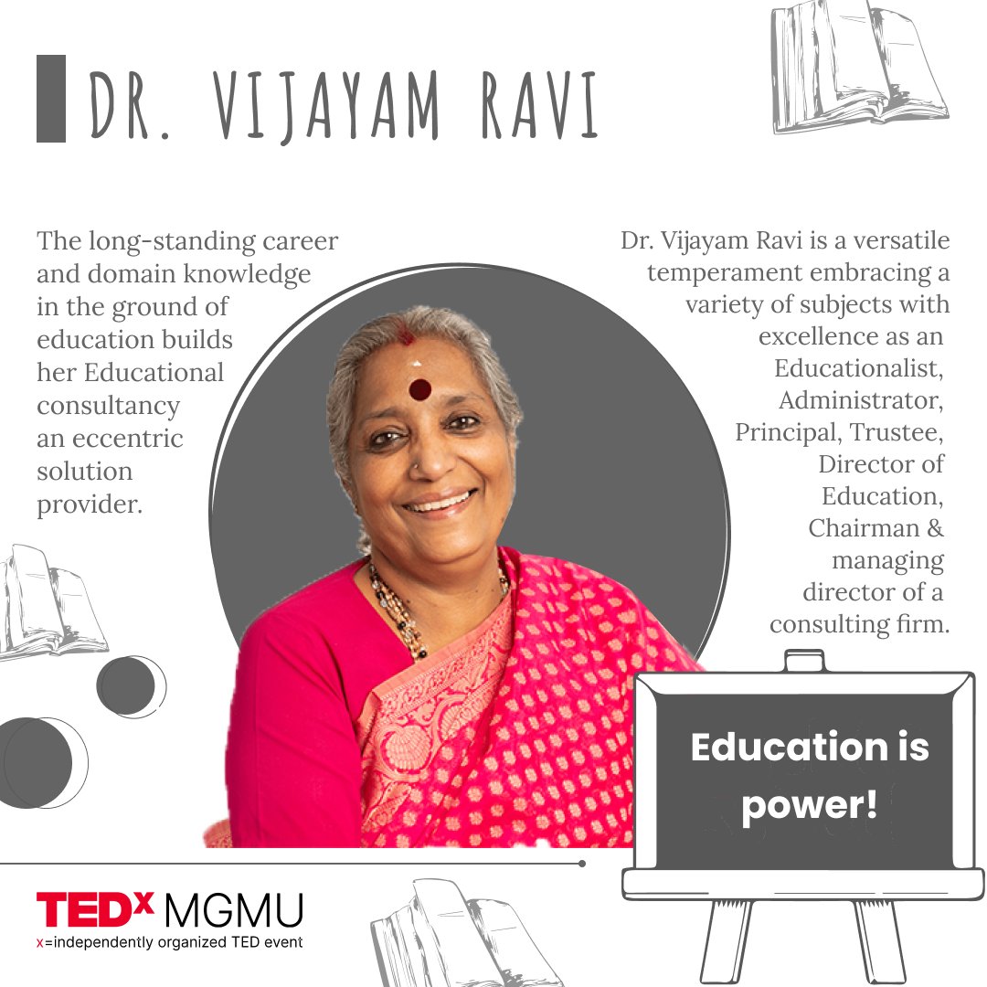 tedxmgmu's tweet photo. "Transforming Education, Transforming Lives: A Journey to Inspire, Innovate, and Ignite the Power of Learning."
Introducing Our Fifth Inspiring Speaker,
Dr. Vijayam Ravi
.
#tedxmgmu #researcher #research #mgmuniversity #jnec #ideas #inspiration #ideasworthspreading #education https://t.co/1Qx148ccZI