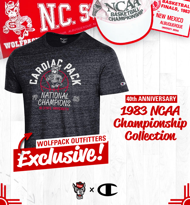 Strong brand/licensing partnerships with <a href="/Champion/">Fernando</a> and alums of our 1983 National Championship Wolfpack = cool merch celebrating one of the most iconic teams in the state's and North Carolina State University's history...available exclusively at shop.ncsu.edu