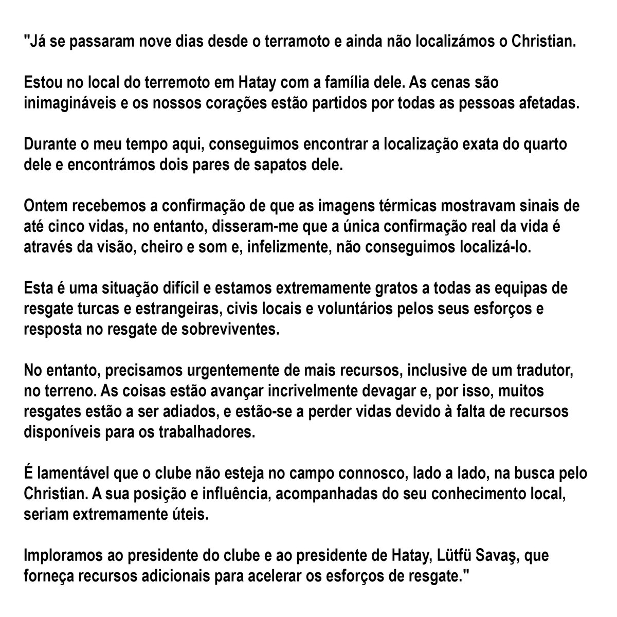 B24PT's tweet photo. Christian Atsu continua desaparecido nos escombros do sismo na Turquia e o seu agente partilhou um comunicado desolador. https://t.co/zCcLZEaUdS