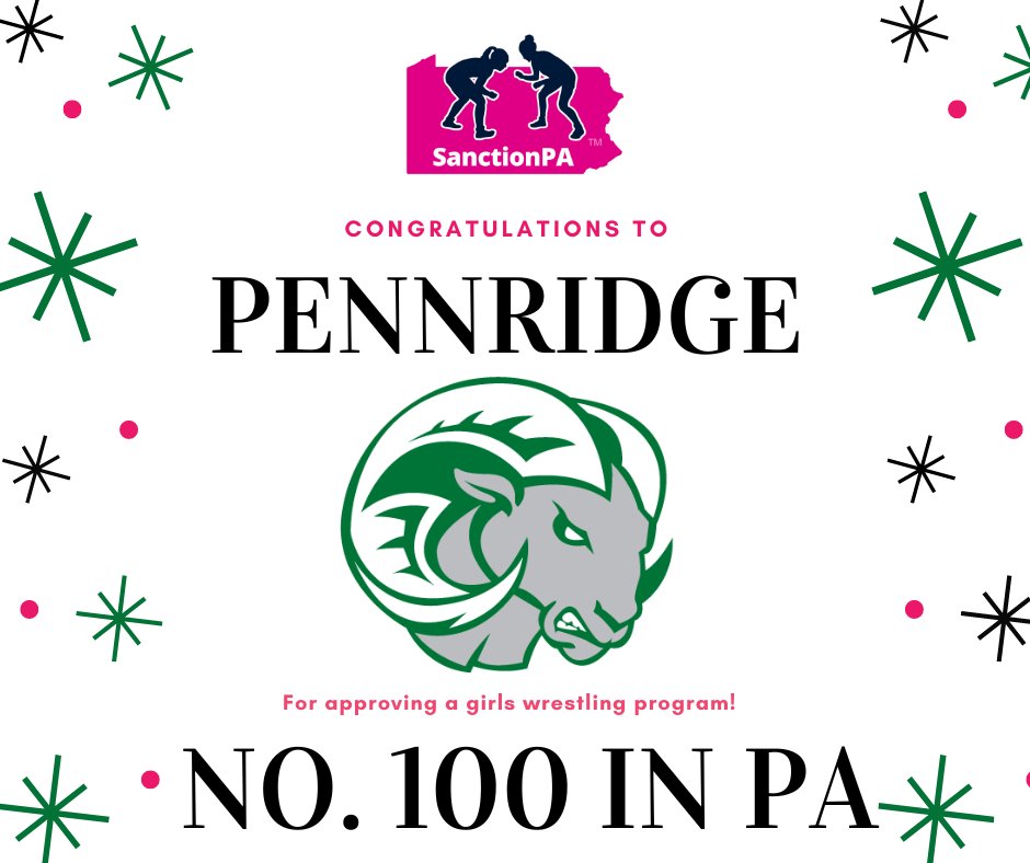 PA_GirlsWrestle's tweet image. THERE ARE OFFICALLY 100 SCHOOLS WITH GIRLS WRESTLING TEAMS IN PA! We have officially met the PIAA threshold to be voted on for sanctioning! Thank you, @PRWrestlingRams and to our other 99 schools! WE DID IT! #SanctionPA @PA_wrestling @PAPowerWrestle @ScottFMartin @RepAnnFlood