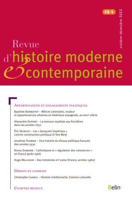 revuehmc's tweet photo. Le numéro 69-4 de la Revue d'histoire moderne &amp; contemporaine est maintenant disponible. Articles à découvrir en ligne (https://t.co/zfxukt3bCC) ou en imprimé (https://t.co/zMSknd4nNi). #rhmc @Revues_Belin @Cairninfo https://t.co/NoELriQJxB