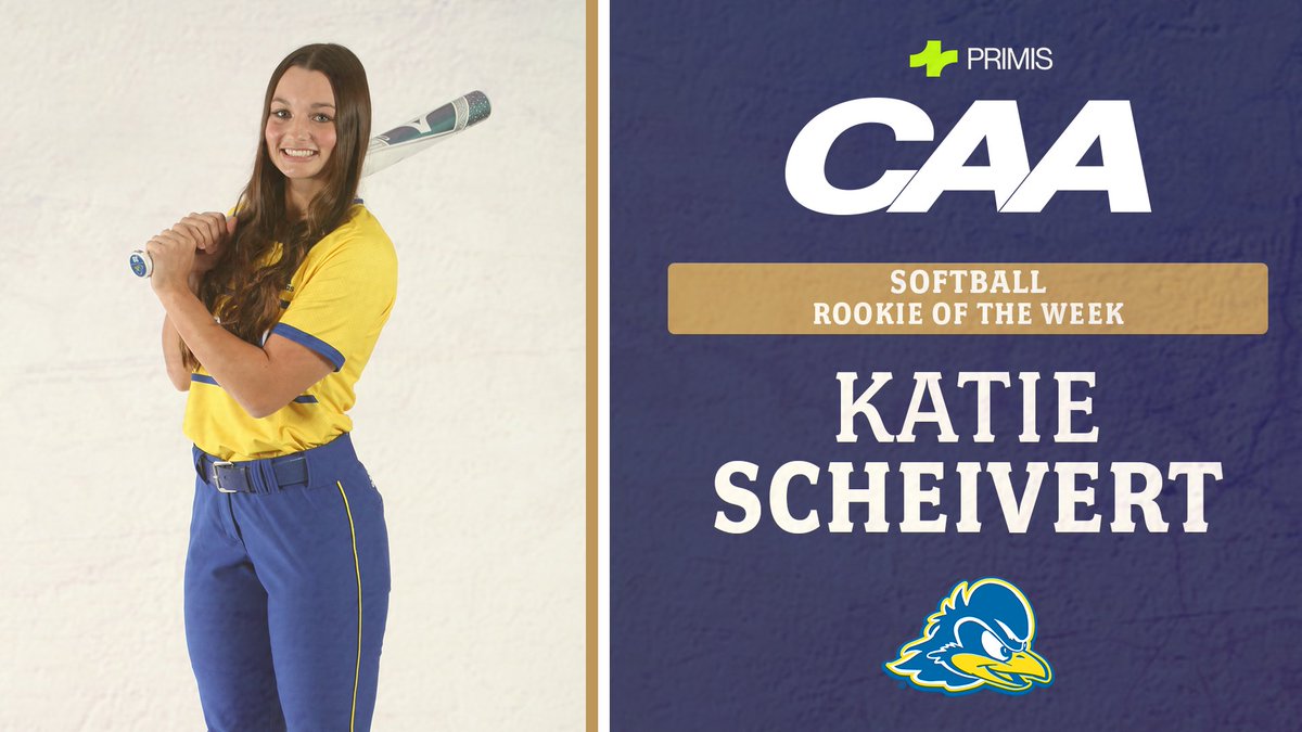 CAA Softball Rookie of the Week 🥎

<a href="/Delaware_SB/">Delaware Softball</a>'s Katie Scheivert started all five games during her first collegiate weekend of softball, posting a .333 batting average with four runs batted in, three runs scored &amp; three stolen bases.

 ➡️ bit.ly/3lyXRyK