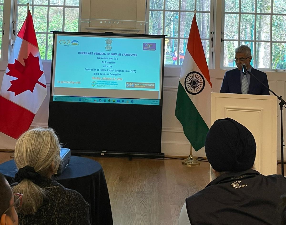 FieoHq's tweet image. Inaugural of Multi-Product Business Delegation to Canada (Vancouver &amp;amp; Calgary) of Indian Companies from Feb 12-18, 2023 with the support of CG of India in Vancouver. Mr @ManishGIfs, CG, @cgivancouver briefed FIEO's delegation on the inaugural day.

@HCI_Ottawa @Brands_India