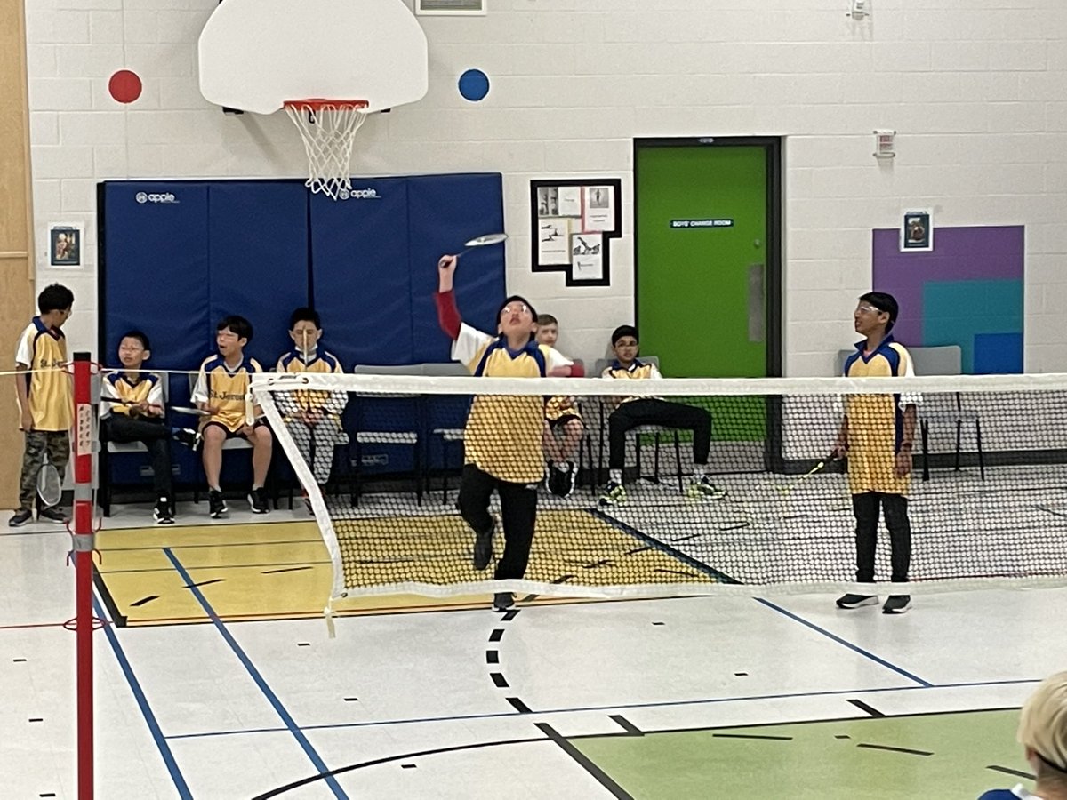 SeanRousselle's tweet photo. Here is some early Lions Badminton action at St. Dominic! Let’s just say there was some great excitement! So proud of these players! @StJeromeOCSB #JERPride https://t.co/DtEdl8UWzk