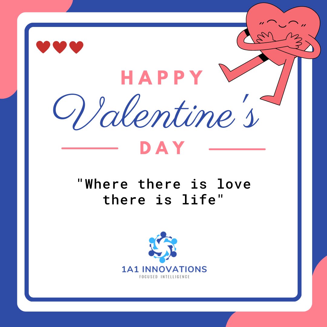 1A1_Innovations's tweet image. 1A1 Innovations wishes you a very happy Valentine&apos;s Day 
                 &quot;Where there is love, there is life&quot;. 

#1a1innovations #ValentinesDay2023 #Valentine