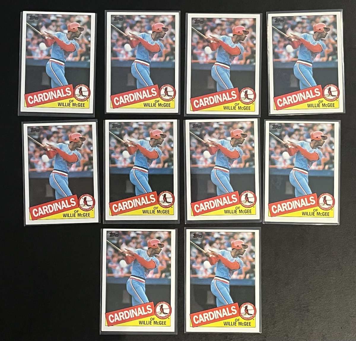 ScribSports's tweet photo. #MailDay: Always great to add to the #1985Topps Willie McGee collection as I did with this lot from eBay! I havenโt quite reached @1brightman1 / Vida Blue territory, but weโre getting there. Approaching 100 now.
#OneCardCollection https://t.co/oO2Im5Xykh