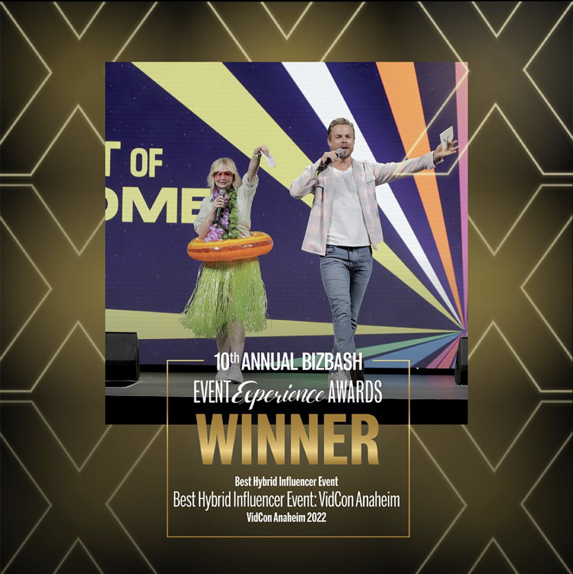 Feel the love 😍 <a href="/BizBash/">BizBash</a> recognized <a href="/VidCon/">VidCon</a> Anaheim as the Best Hybrid Influencer Event. We can't wait to be back this year to produce not only the Arena stage but also the Festival stage! It's going to a be a party 🥳

#feelthelove #influencer #awardwinning #productioncompany