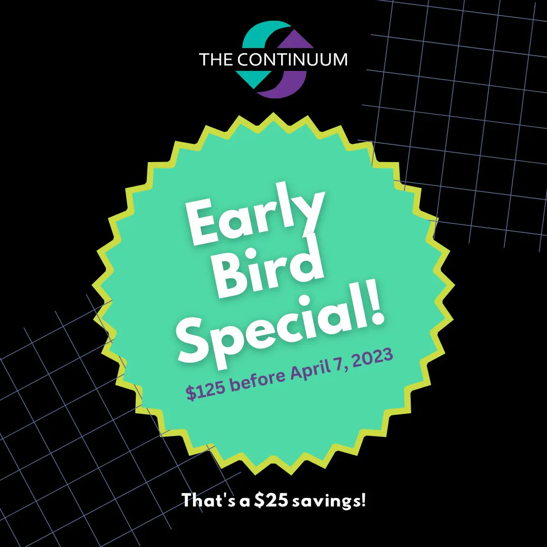 Don’t miss the Early Bird special for the 2023 Continuum Conference! Get you tickets now at: buff.ly/3Y9Oe8f 

#ContinuumConference #ItsTimeToTalk #VirtualConference #Prevention #Education