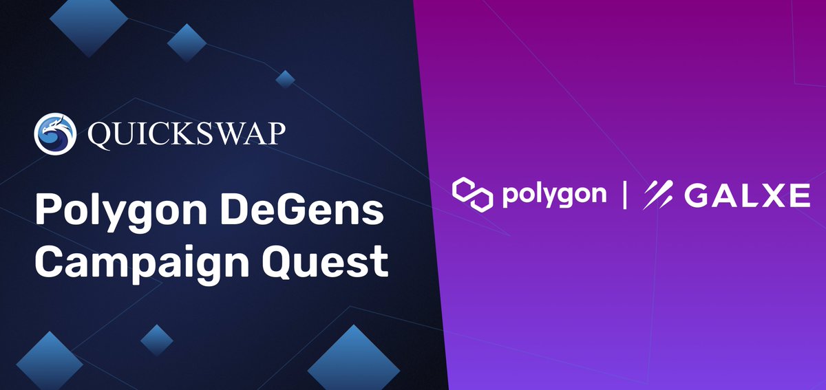 🔥🔋 #QuickSwap's <a href="/0xPolygon/">Polygon | POL</a> Degens Campaign Quest is now live, powered by <a href="/Galxe/">Galxe</a>!

☑️ To participate, LP &amp; farm in our Gamma V3 pools and complete the required activities

💰 Total prize pool: 2,500 $USDC &amp; a #Polygon Degens NFT

👉galxe.com/polygon/campai…