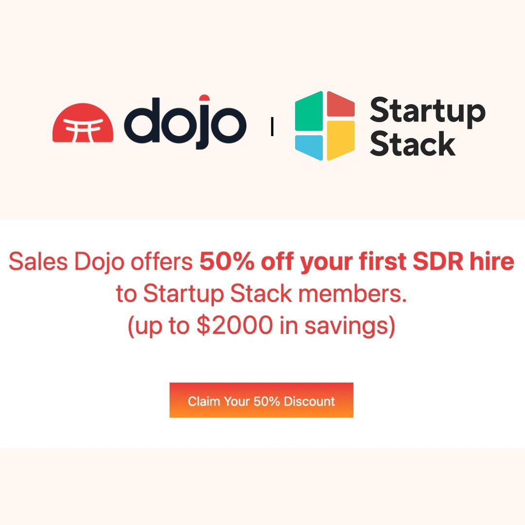 join_dojo's tweet photo. "Hire those who invest in themselves."
If you are a Stackup Stack partner and are in need of top-performing SDRs, we provide 50% off on your first hire!

#growthmindset #techsales #sdrs https://t.co/BZTi7fdl6w