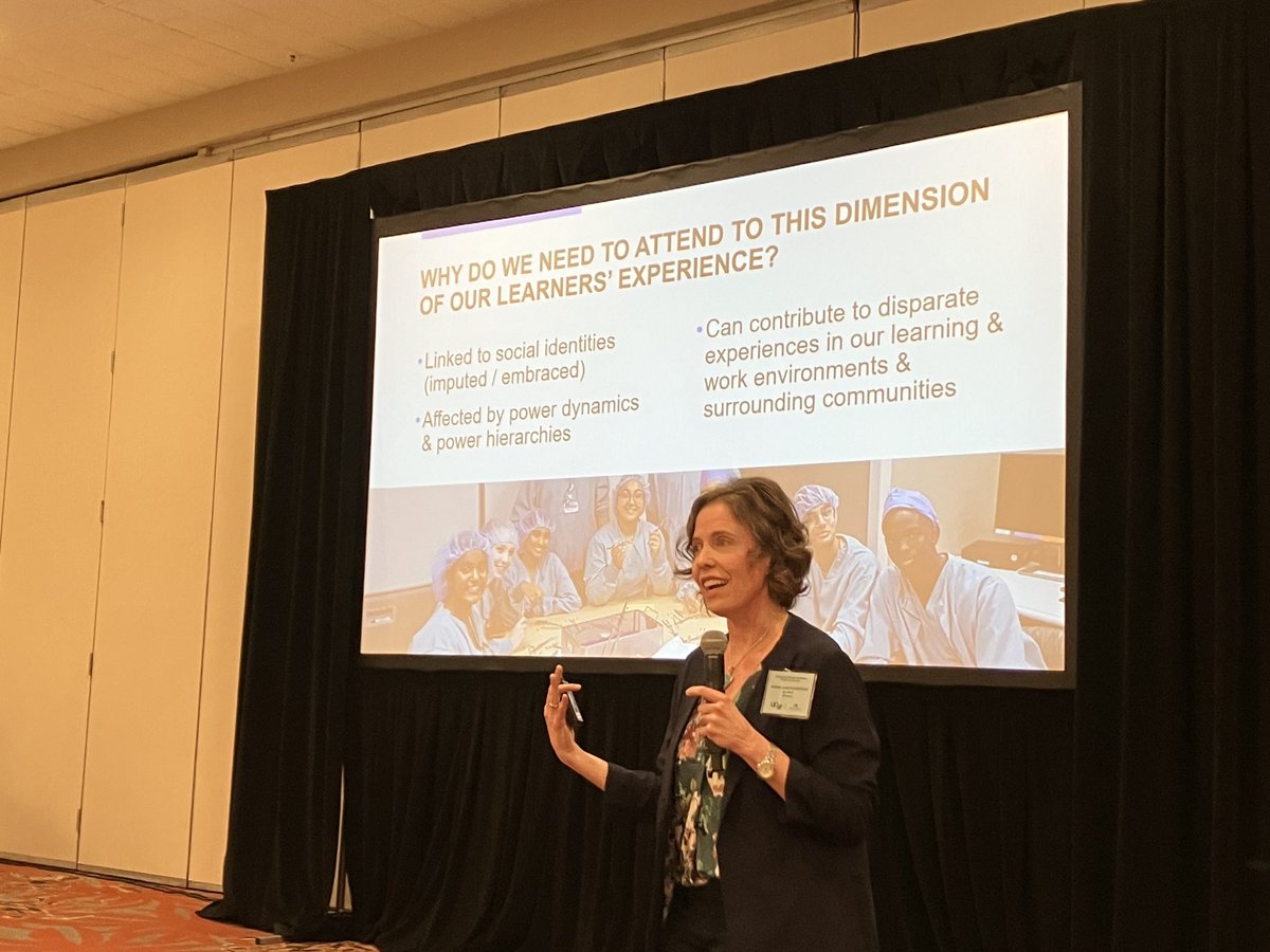 Dr. Leep-Hunderfund at #ucsfmeded21 2023 talking about the social dimension of learning environments and the importance of relationships and belonging in medical education