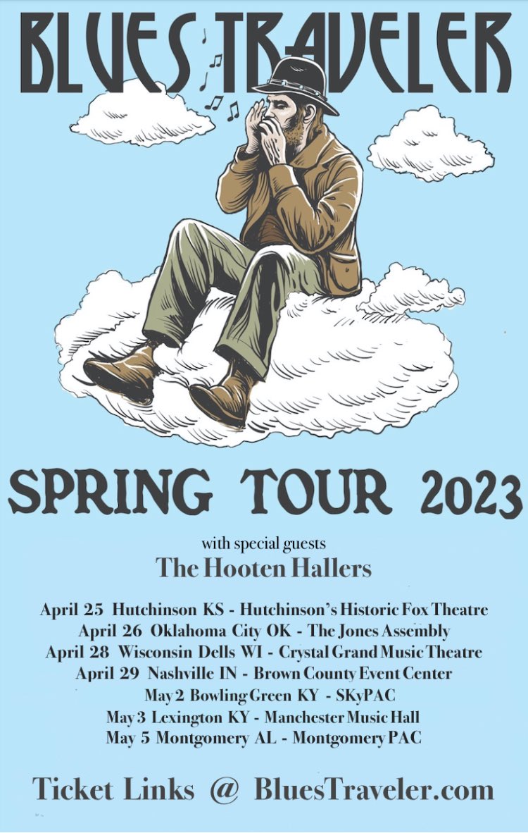 HootenHallers's tweet image. Just announced! We're honored to be supporting @blues_traveler for a number of dates on their spring tour! Let's GO! #hook #runaround #travelersblues 
Tix at BluesTraveler.com/tour