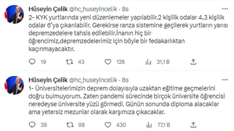 #uzaktan
Eski Milli Eğitim Bakanı Çelik'ten "uzaktan eğitim" tepkisi