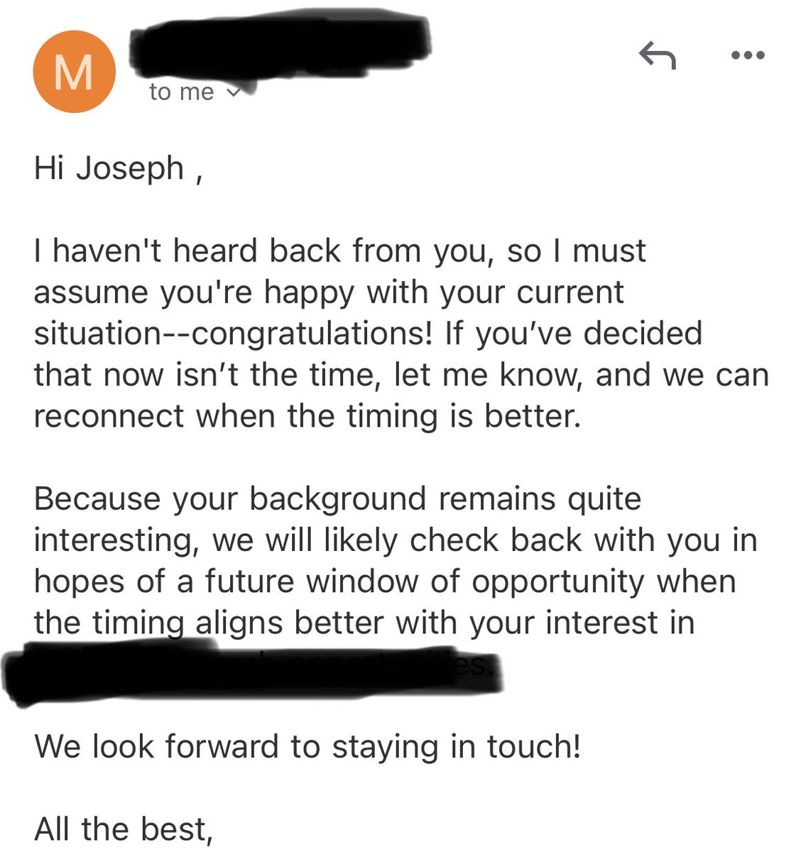 Helpful message template for the next time anyone is ghosted in the online dating scene