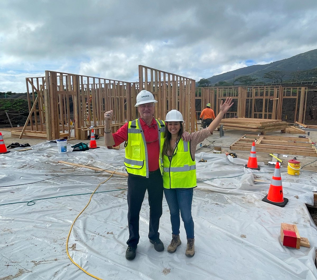 Construction progress at the Kaulana Mahina project in Maui! We are finally getting the first wood framing elements up after dealing with two torrential rain events over the past 45 days!  The first phase is estimated to open late 2023/early 2024. Updates: kaulanamahinaapts.com