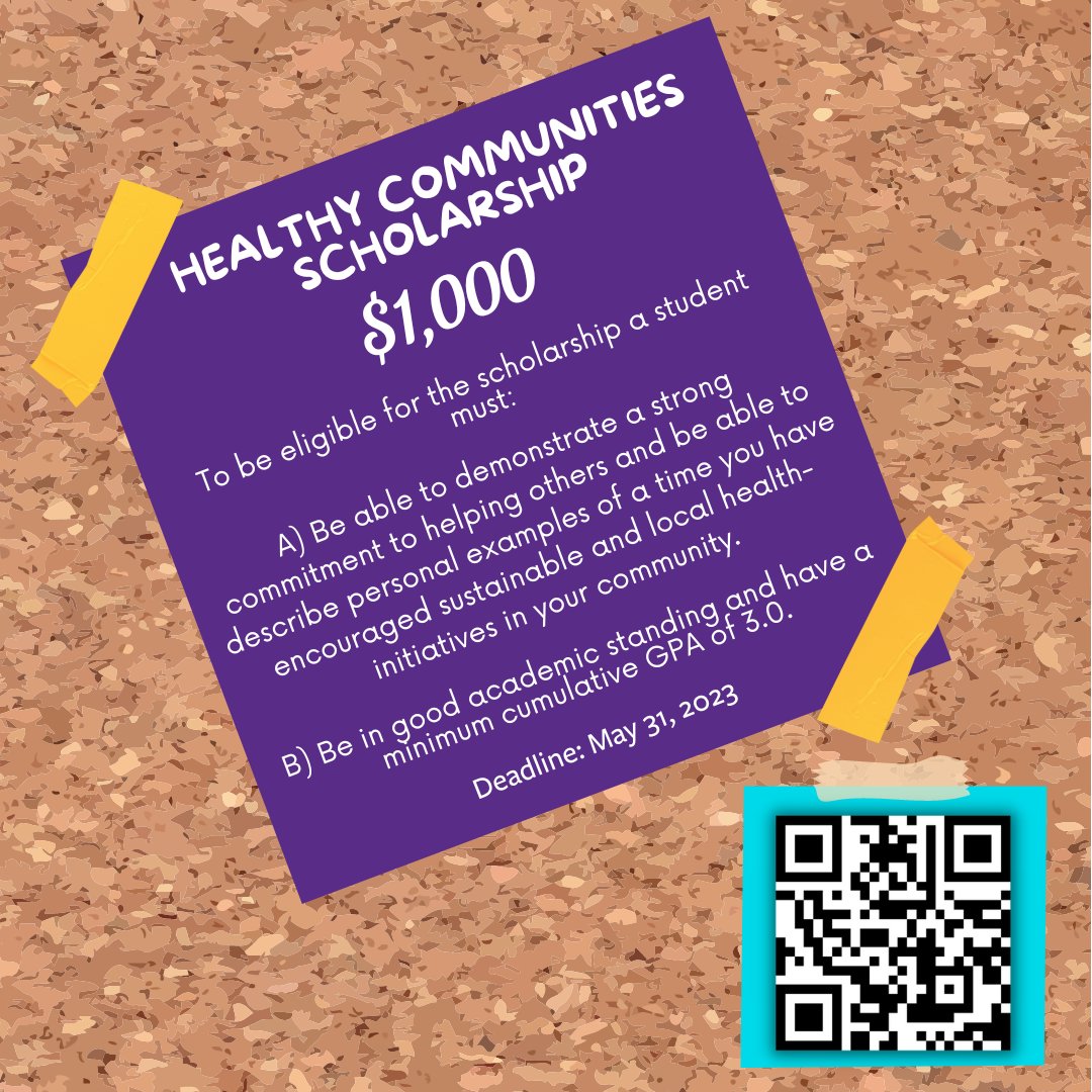 WCUFinancialAid's tweet photo. This $1,000 scholarship will be awarded to a student who encourages sustainable and local health initiatives in their community. 

https://t.co/sfjs67gJIN https://t.co/rSr9AT2qel