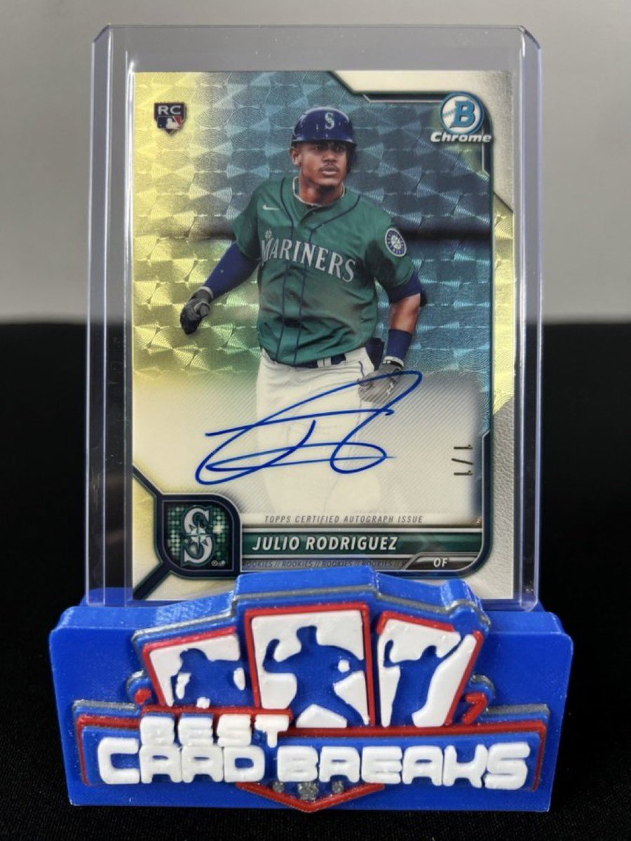 gurucollects's tweet image. 🚨 JUST PULLED 🚨 

The Julio Rodriguez 2022 Bowman Chrome Superfractor 1/1 Autograph rookie card was pulled late last night…

This is likely a 6-figure card.
