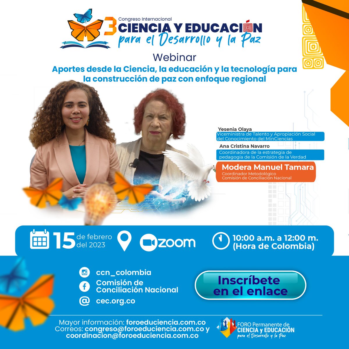 MincienciasCo's tweet photo. La viceministra @YeseniaOlayaR participará en el Congreso Internacional 'Ciencia y Educación para el Desarrollo y la Paz'.

Te esperamos en el #webinar '@Foroeduciencia para hablar de los aportes de la CTeI en la construcción de Paz'. 

Inscripciones:  https://t.co/W53qqCf1VG. https://t.co/TswKfH6Oug