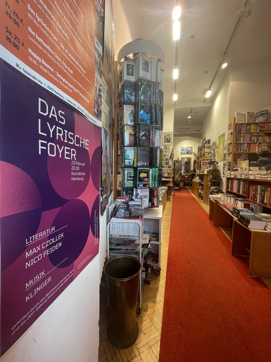 Noch neun Tage bis zum nächsten lyrischen Foyer mit Lyrik von <a href="/rubenmcloop/">Max Czollek</a>, <a href="/NicoFeiden/">Nico Feiden</a> und Musik von Christoph Klinger. Moderation <a href="/fskonka/">Fritz Sebastian Konka</a> 

Gesehen bei der Buchhandlung meines Vertrauens „Das Buch in Eppendorf“.