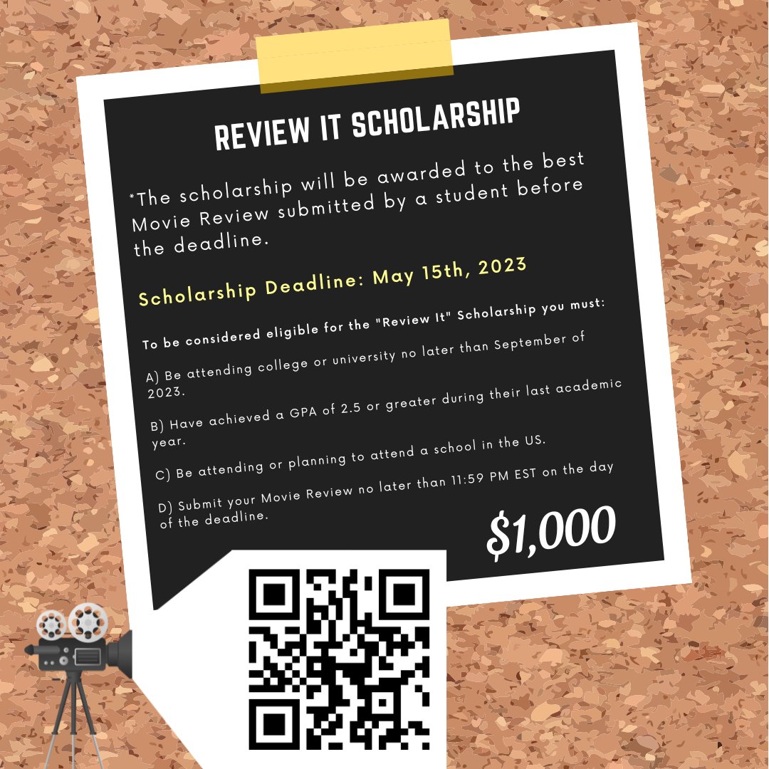 WCUFinancialAid's tweet photo. The scholarship will be awarded to the best Movie Review submitted by a student before the deadline.

*Note that you can be enrolled in any field of study

https://t.co/PKoeSoLntU https://t.co/MAKm7PWSRr