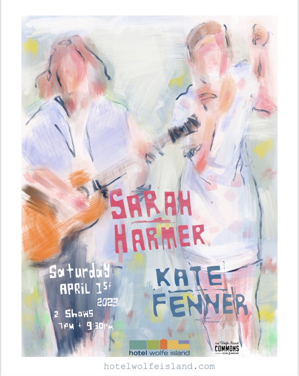 Sarah Harmer (@sarah_harmer) on Twitter photo Hey friends. I’m super excited to play these special shows with my dear friend Kate Fenner at the Hotel on Wolfe Island. It’ll be a great way to launch into Spring!💗
Saturday, April 1st
7pm & 9:30pm shows
<a href="/HotelWolfe/">Hotel Wolfe Island</a> Island Piano Room
sarahharmer.com/tourdates/
Poster: <a href="/stewjones/">Stewart Jones</a> Hey friends. I’m super excited to play these special shows with my dear friend Kate Fenner at the Hotel on Wolfe Island. It’ll be a great way to launch into Spring!💗
Saturday, April 1st
7pm & 9:30pm shows
<a href="/HotelWolfe/">Hotel Wolfe Island</a> Island Piano Room
sarahharmer.com/tourdates/
Poster: <a href="/stewjones/">Stewart Jones</a>
