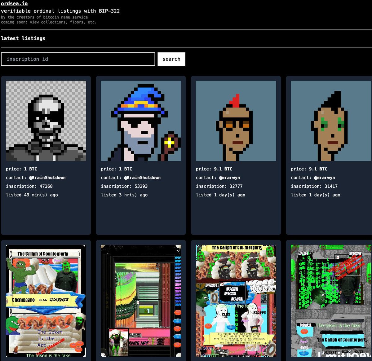New listings on ordsea.io by <a href="/BrainShutdown/">BrainShutdown</a>