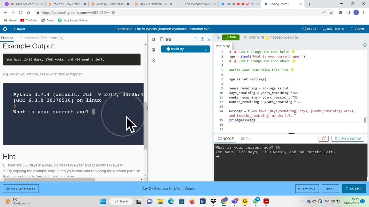 ijebubouy's tweet photo. Day 2 Done. #100daysofcodechallenge #100daysofcode #pythonprogramming #python
After today’s project( Tip calculator) which stretched my knowledge of Mathematics a bit, I was a able to combine #intergers ,#float ,#Boolean together with the help #Fstring Tome is another day📈📈 https://t.co/HfU7MNNq1E