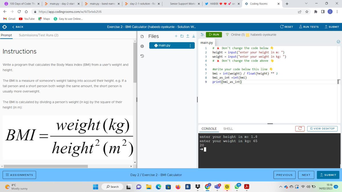 ijebubouy's tweet photo. Day 2 Done. #100daysofcodechallenge #100daysofcode #pythonprogramming #python
After today’s project( Tip calculator) which stretched my knowledge of Mathematics a bit, I was a able to combine #intergers ,#float ,#Boolean together with the help #Fstring Tome is another day📈📈 https://t.co/HfU7MNNq1E