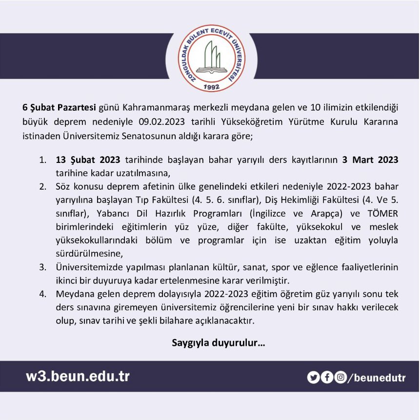 Bahar yarı yılı eğitim öğretime ilişkin güncel duyuru