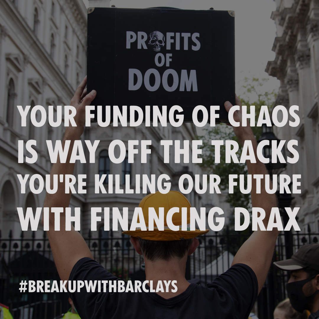 Barclays Bank is funding the UK's single largest carbon emitter & the world's biggest tree burner, Drax. 💔Burning trees for energy isn’t clean, it isn’t green, and it’s time for Barclays to #DropDrax: tinyurl.com/55vvxv66 🌳🔥 💔#BreakUpWithBarclays 💔#BetterWithoutBarclays