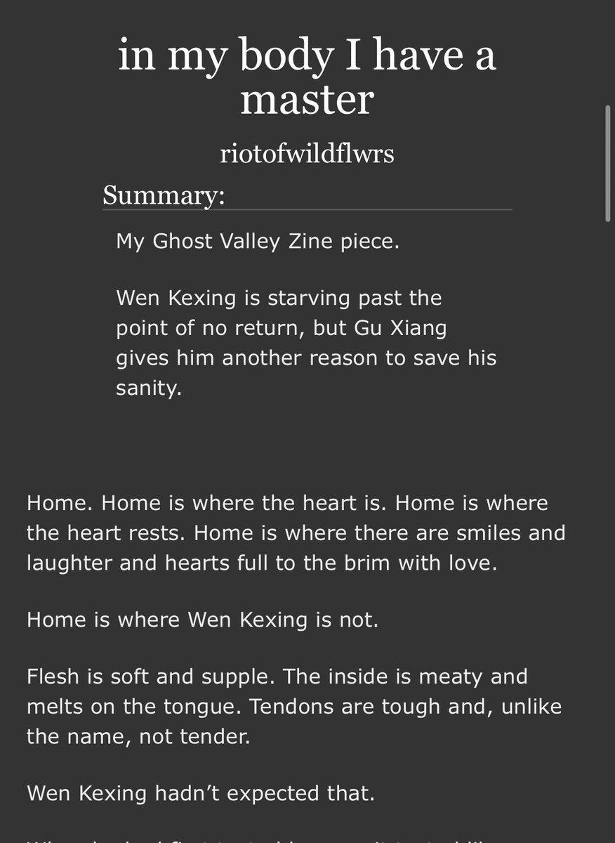 riotofwildflwrs's tweet photo. in my body I have a master 

🫀2k, Wen Kexing &amp; Gu Xiang focused, mature for gore 
🫀there’s cannibalism &amp; love
🫀maybe just a little misdirected though
🫀Wen Kexing sees himself in a body so small he could break it
🫀Link below! 
#WordOfHonor #ghostvalleyntine https://t.co/hQPp880Wtd