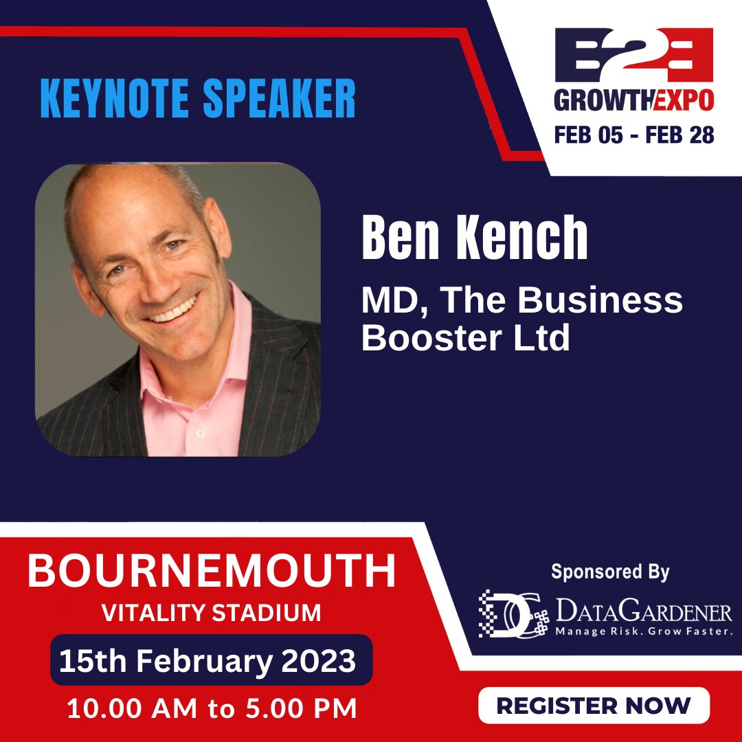 B2BGrowthExpo's tweet photo. Meet Our Speaker: Ben Kench
MD, The Business Booster Ltd

Get FREE Access to Thought Leaders: https://t.co/9YAfS3GK9p

#b2bgrowthexpo #B2BGH23 #B2BExpo #B2Bmarketing #B2BgrowthexpoBournemouth #bournemouth #expoUK #exhibitionUK #networkingUK #businessUK #salesUK https://t.co/IZiISeMyXa