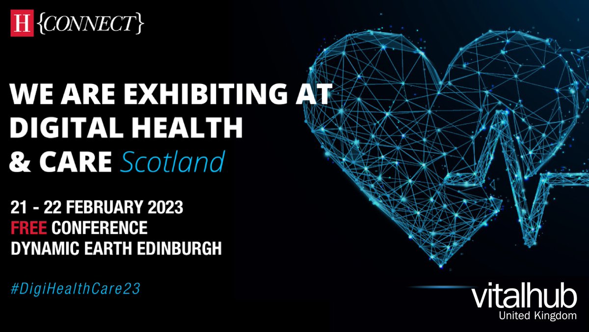 VitalHub UK (@vitalhubuk) on Twitter photo We are exhibiting at the 12th annual Digital Health and Care #Scotland conference in Edinburgh 21 - 22 February.
If youād like to arrange a meeting with the team ahead of the event, contact us at ukgroup@vitalhub.com
<a href="/HolyroodConnect/">Holyrood Connect</a> #DigiHealthCare23 #patientflow #healthcare We are exhibiting at the 12th annual Digital Health and Care #Scotland conference in Edinburgh 21 - 22 February.
If youād like to arrange a meeting with the team ahead of the event, contact us at ukgroup@vitalhub.com
<a href="/HolyroodConnect/">Holyrood Connect</a> #DigiHealthCare23 #patientflow #healthcare