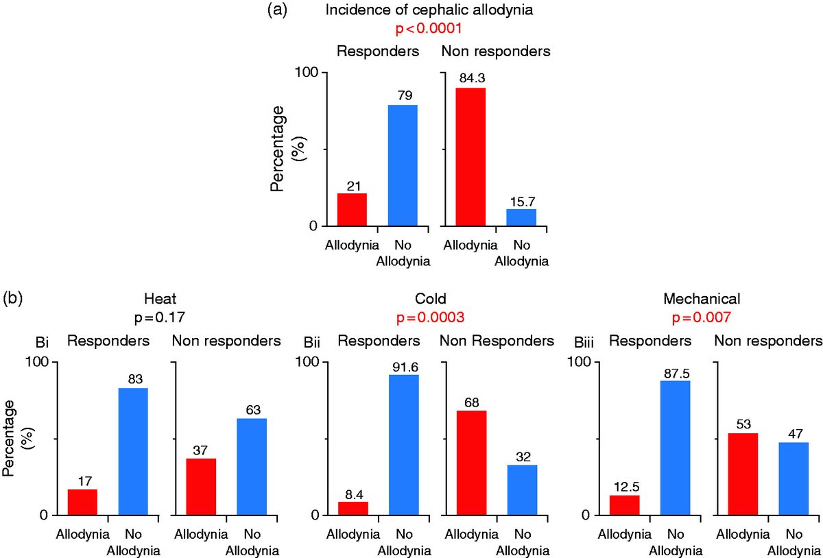 Our study in <a href="/JCephalalgia/">Cephalalgia</a> shows presence/absence of non-ictal #allodynia can be used to identify #galcanezumab responders with close to 80% accuracy and galcanezumab non-responders with close to 85% accuracy #migraine #headache  #CGRP <a href="/ahsheadache/">American Headache Society</a> 
👉 bit.ly/3XvS36k