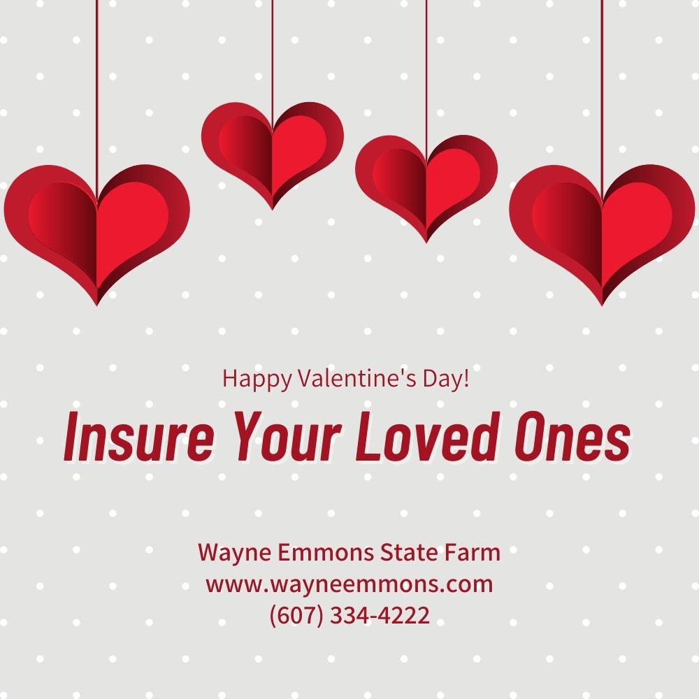 EmmonsAgent's tweet image. Happy Valentine's Day!❤️ You open your heart to the person you love, so make sure you're both protected. Contact my team at (607) 334-4222 to learn about your insurance options. #WayneEmmonsStateFarm