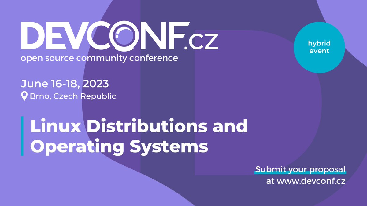 devconf_cz's tweet image. DevConf.CZ is looking for speakers! Take the unique opportunity to share your knowledge of #OperatingSystems and #LinuxDistributions such as @fedora or @CentOS. Topics on #Firmware, #kernel, desktop, etc.
Submit your talk by March 10👉cfp.devconf.info/login
#cfp #OS