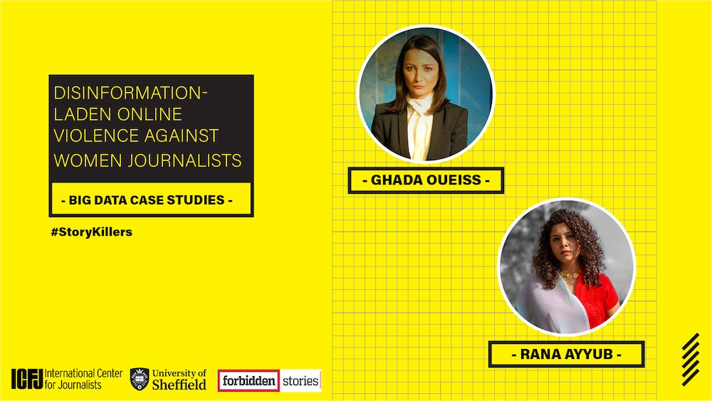 International Center for Journalists (@icfj) on Twitter photo NEW: ICFJ & partners <a href="/sheffielduni/">The University of Sheffield</a>
studied 13 million+ posts directed @ journalists <a href="/RanaAyyub/">Rana Ayyub</a> & @GhadaOueiss as part of <a href="/FbdnStories/">Forbidden Stories</a>'s #StoryKillers project.
The case studies document chilling stories of gendered #disinfo designed to endanger & silence: icfj.org/news/how-disin… NEW: ICFJ & partners <a href="/sheffielduni/">The University of Sheffield</a>
studied 13 million+ posts directed @ journalists <a href="/RanaAyyub/">Rana Ayyub</a> & @GhadaOueiss as part of <a href="/FbdnStories/">Forbidden Stories</a>'s #StoryKillers project.
The case studies document chilling stories of gendered #disinfo designed to endanger & silence: icfj.org/news/how-disin…