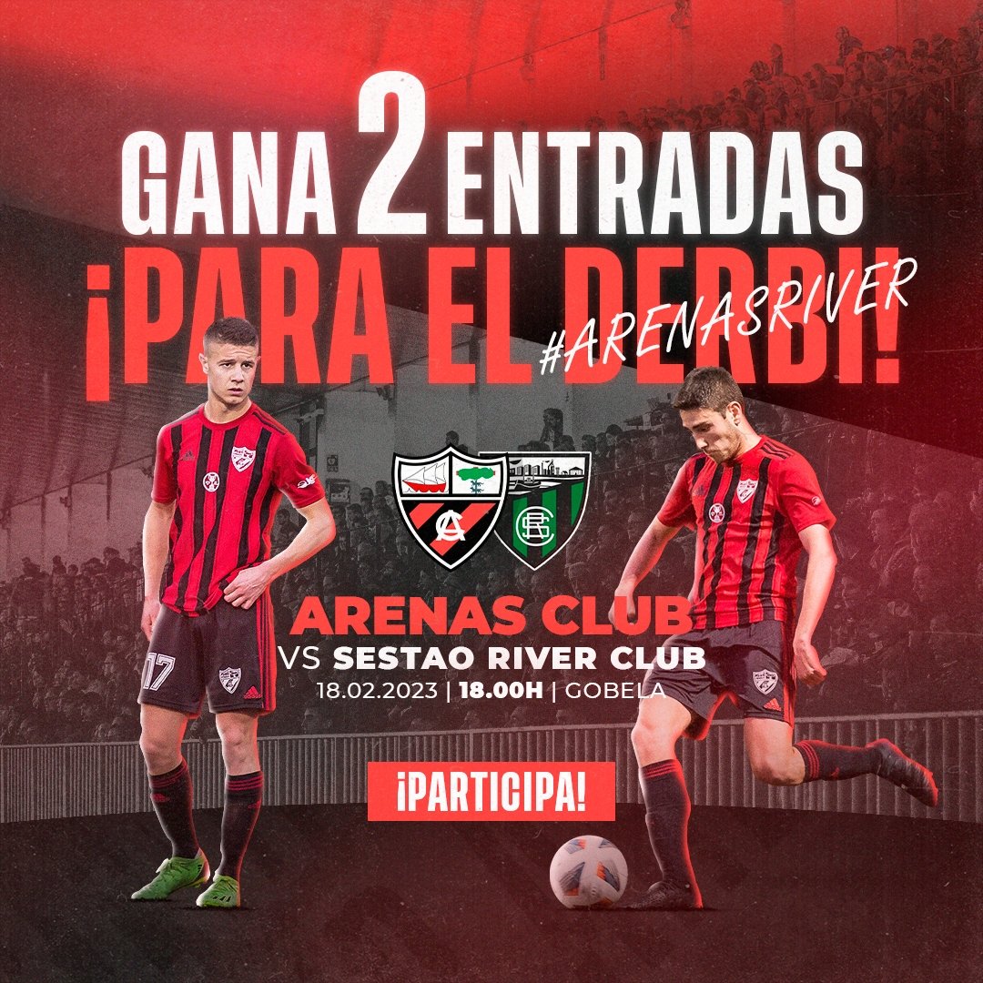 ARENAS CLUB oficial (@arenas_club1909) on Twitter photo 🔥 ¡SORTEAZO DEL DERBI! 🔥
¡Sorteamos UNA ENTRADA DOBLE para el #ArenasRiver de este sábado a las 18:00h. Requisitos:
- Like y RT a este post
- Comenta cuál será el resultado
- ¡Síguenos! <a href="/arenas_club1909/">ARENAS CLUB oficial</a>
ℹ️ Anunciaremos ganador el viernes a las 14:00h.
#AupaHistórico 🔥 ¡SORTEAZO DEL DERBI! 🔥
¡Sorteamos UNA ENTRADA DOBLE para el #ArenasRiver de este sábado a las 18:00h. Requisitos:
- Like y RT a este post
- Comenta cuál será el resultado
- ¡Síguenos! <a href="/arenas_club1909/">ARENAS CLUB oficial</a>
ℹ️ Anunciaremos ganador el viernes a las 14:00h.
#AupaHistórico