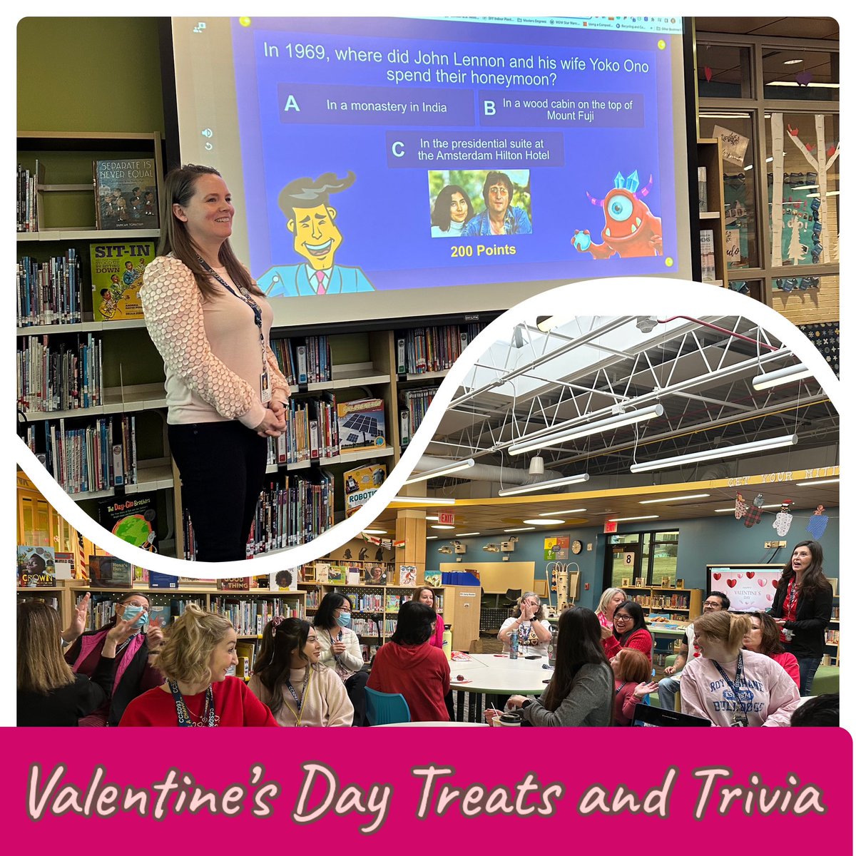 The RDS staff had some fun with celebrity couples trivia and some sweet treats this morning! #ccsd93