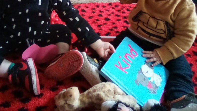 DaisyNursery's tweet photo. Crown: Babies have been celebrating #ValentinesDay in lots of different ways. They explored the colour red in sensory trays of oats and water, explored red play-dough and read a lovely book all about being kind. https://t.co/2IIUJfObNs