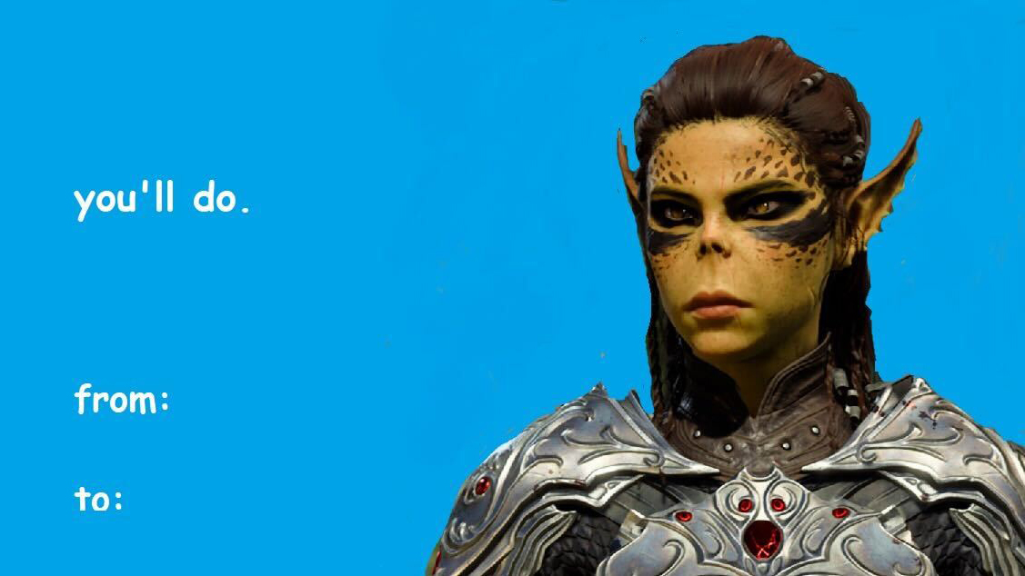 larianstudios's tweet photo. Need a last-minute Valentine's card? These are sure to get you their Approval 😏 https://t.co/LVdyehWuiK