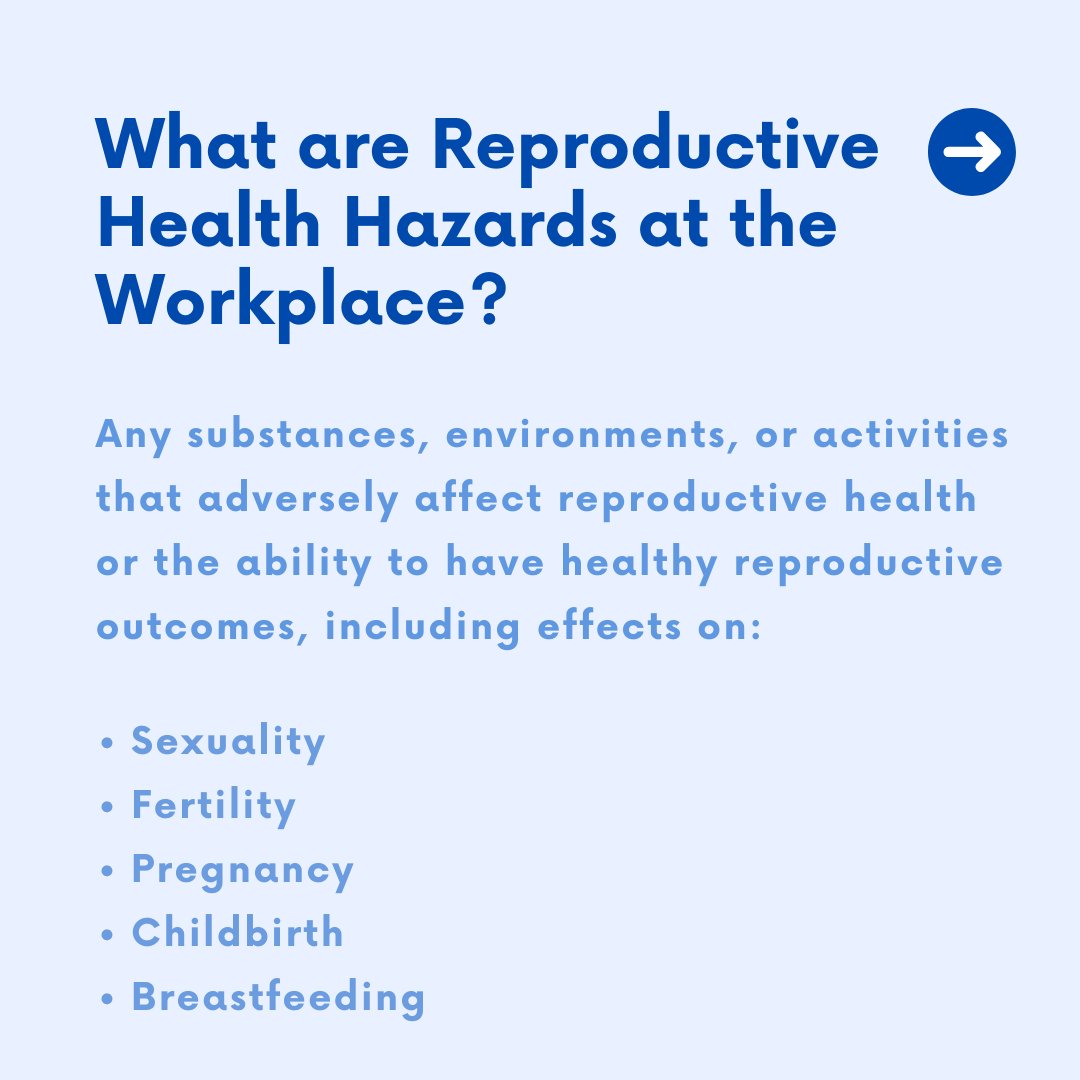 UWDEOHSCE's tweet photo. Did you know that there can be reproductive hazards at the workplace that can have potential health consequences for employees?
Please visit https://t.co/w8ZlvAKnG9 for more information about our workplace health and safety continuing education programs. https://t.co/unuulFE1sA