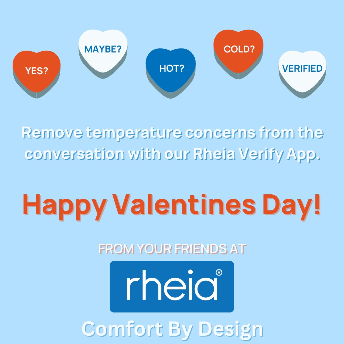 ❤️ Happy Valentines Day! ❤️
Thank you for being part of our RHEIA story &amp; remember...
You can remove temperature concerns from the conversation on Valentine's and every day with our Rheia Verify App. Learn more: bit.ly/3XpYAQd
#valentinesday #gratefulforyou
