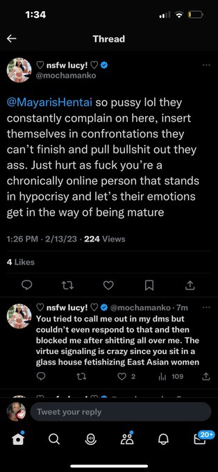 @mochamanko you follow zero black folk. you exclusively fuck white dudes on your page and you say i&rsquo;m<a class="tags" href="/tag/mochamanko">@mochamanko</a>