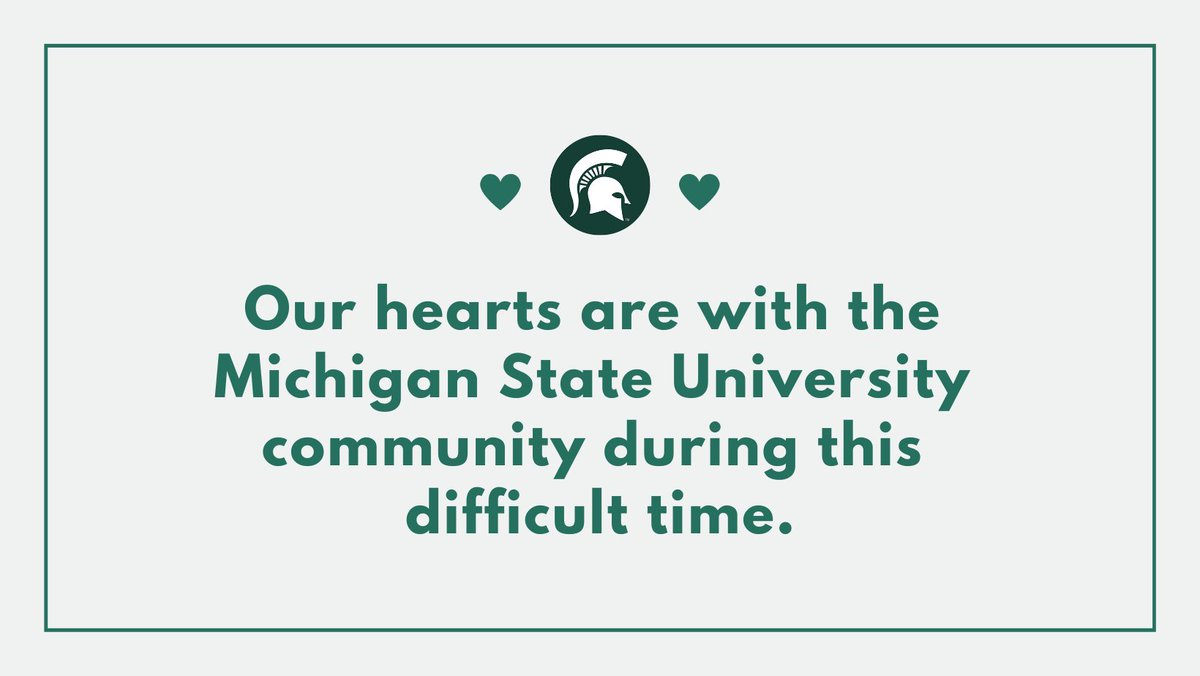 IHSinfo's tweet image. We are deeply saddened by the tragic events that took place at Michigan State University last night. Our hearts go out to the many affected, and our thanks to the courageous first responders. 

#SpartanStrong #PrayforMSU