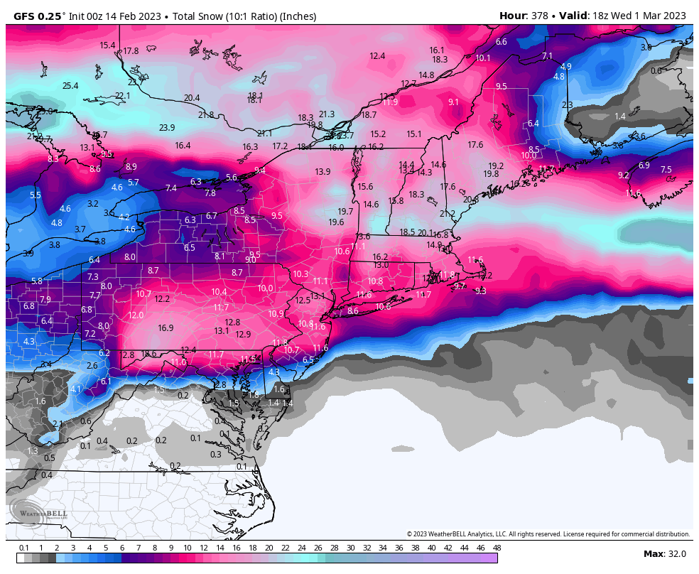 BigJoeBastardi's tweet photo. Last 4 runs of the GFS in the snowless (so far) NE corridor https://t.co/9mH45BrH6C