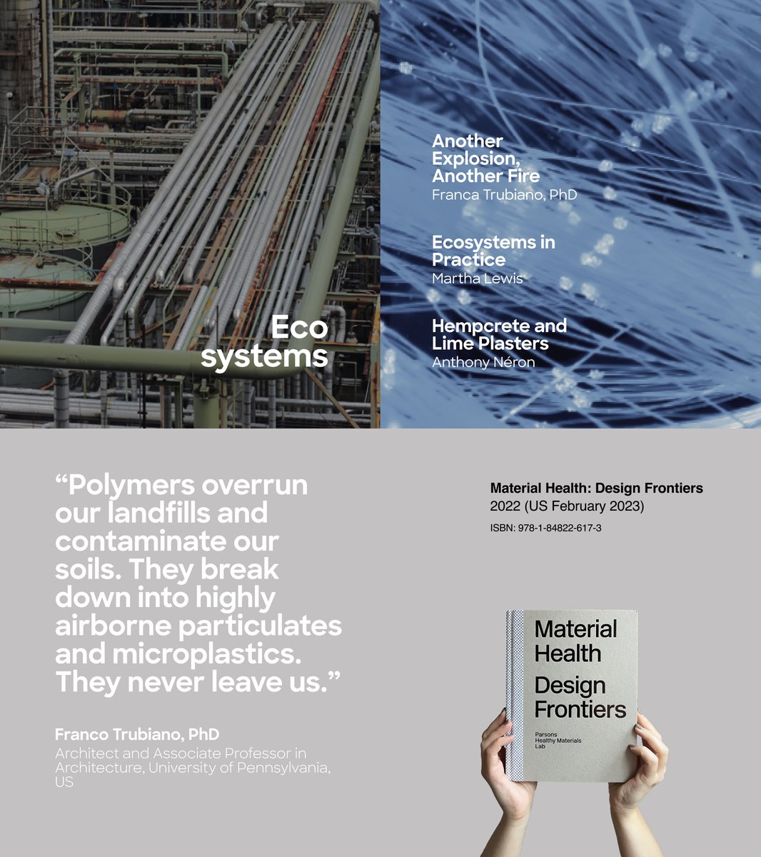 parsons_HML's tweet photo. "Ecosystem is a large community of organisms linked together through balanced nutrient cycles and energy flows. They are synergistic and inherently healthy—in natural systems there is no waste, or if there's waste, it gets optimized out quickly" #materialhealth book out Feb 15 https://t.co/HuSuv7XD6h