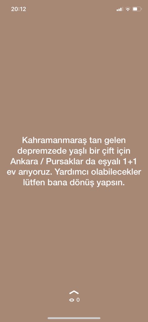 Kahramanmaraş tan gelen depremzede yaşlı bir çift için Ankara / Pursaklar da eşyalı 1+1 ev arıyoruz. Yardımcı olabilecekler lütfen bana dönüş yapsın.  @Ahbap_Ankara
