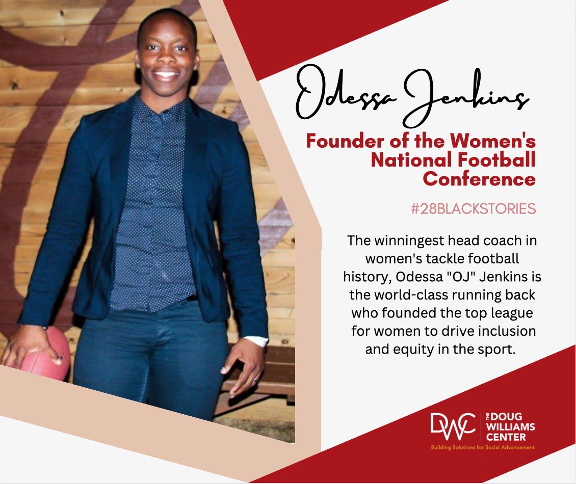 Founder of the @wnfc, Odessa Jenkins is a FORCE for women's inclusion in football. Read more about OJ’s amazing contributions to football and social advancement: dougwilliamscenter.com/news/odessajen… #28BlackStories